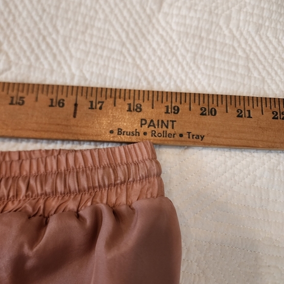 100% silk blush pink pants lined size small stretch waist - Picture 14 of 16